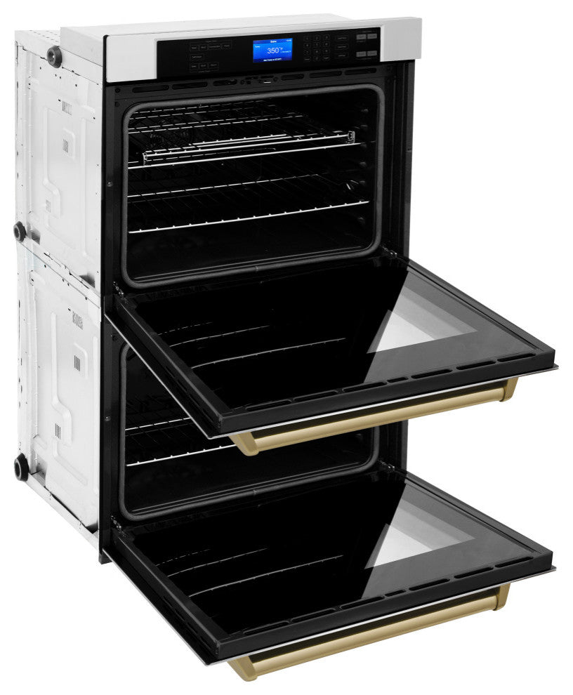 ZLINE Stainless Steel Double Wall Oven With Champagne Bronze, AWDZ-30-CB