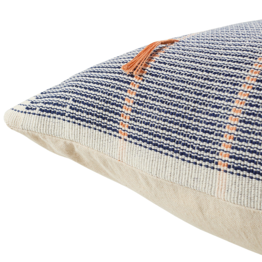 Jaipur Living Jotsoma Tribal Navy/Silver Poly Fill Pillow 16"X24" Lumbar