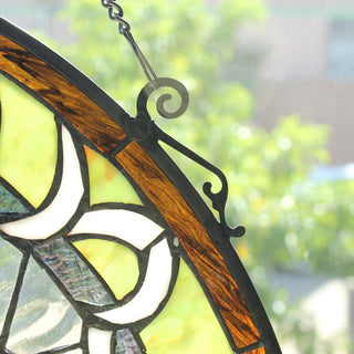 Enchanted Tiffany-Style Floral Stained Glass Window Panel 25" Height