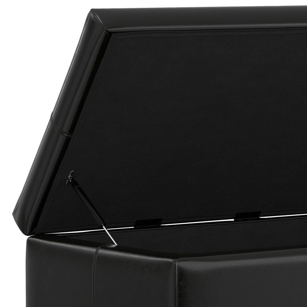 Gabbie Rectangular Storage Ottoman, Midnight Black