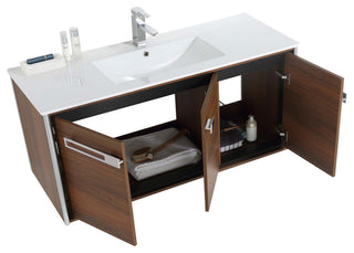 Oakville Wall Mount Bathroom Vanity, Walnut Ebony, 48", Chrome Hardware