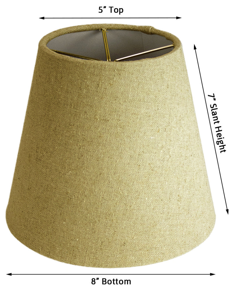5x8x7 Textured Oatmeal Hard Back Lampshade with White Lining Edison Clip On, Sand-Linen