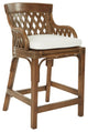24" Counter Stool With Brown Stained Wood Rattan Frame Finish ASM, Brown Stain