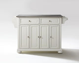 Alexandria Stainless Steel Top Kitchen Island, White Finish