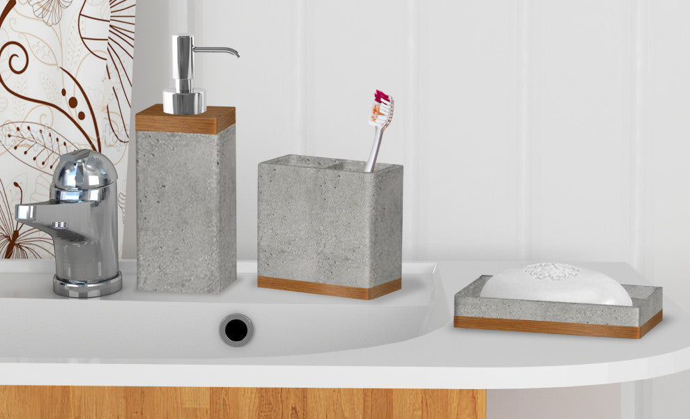 nu steel Concrete 3Pc Set Bath Collection-Stone Grey