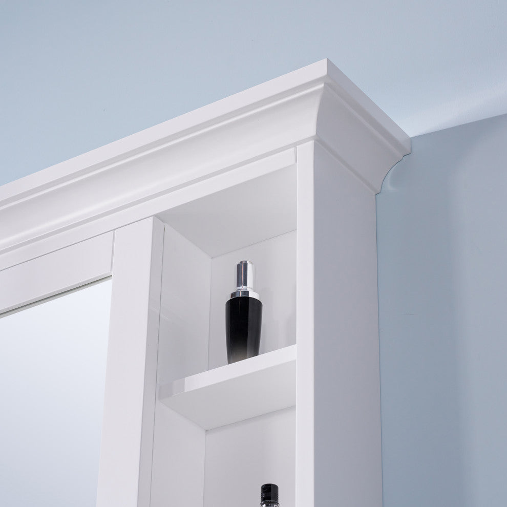 Handmade Solid Wood Medicine Cabinet with Ample Storage Space in White, 40"x30" Left Open Single Door