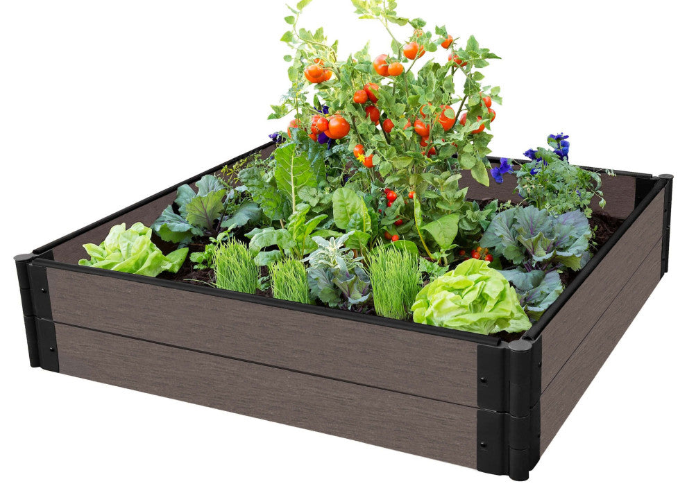Weathered Wood Raised Garden Bed 4' x 4' x 11ï¿½ ï¿½ 1ï¿½ profile