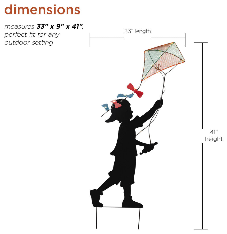 Alpine Solar Boy Silhouette Flying Kite Decor, 41"