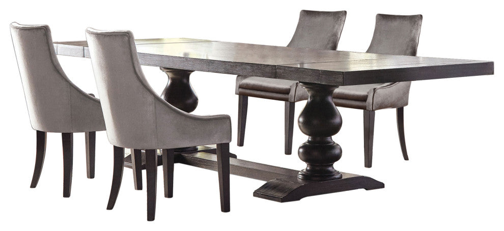 Phelps 5-piece Rectangular Dining Table Set Distressed Noir