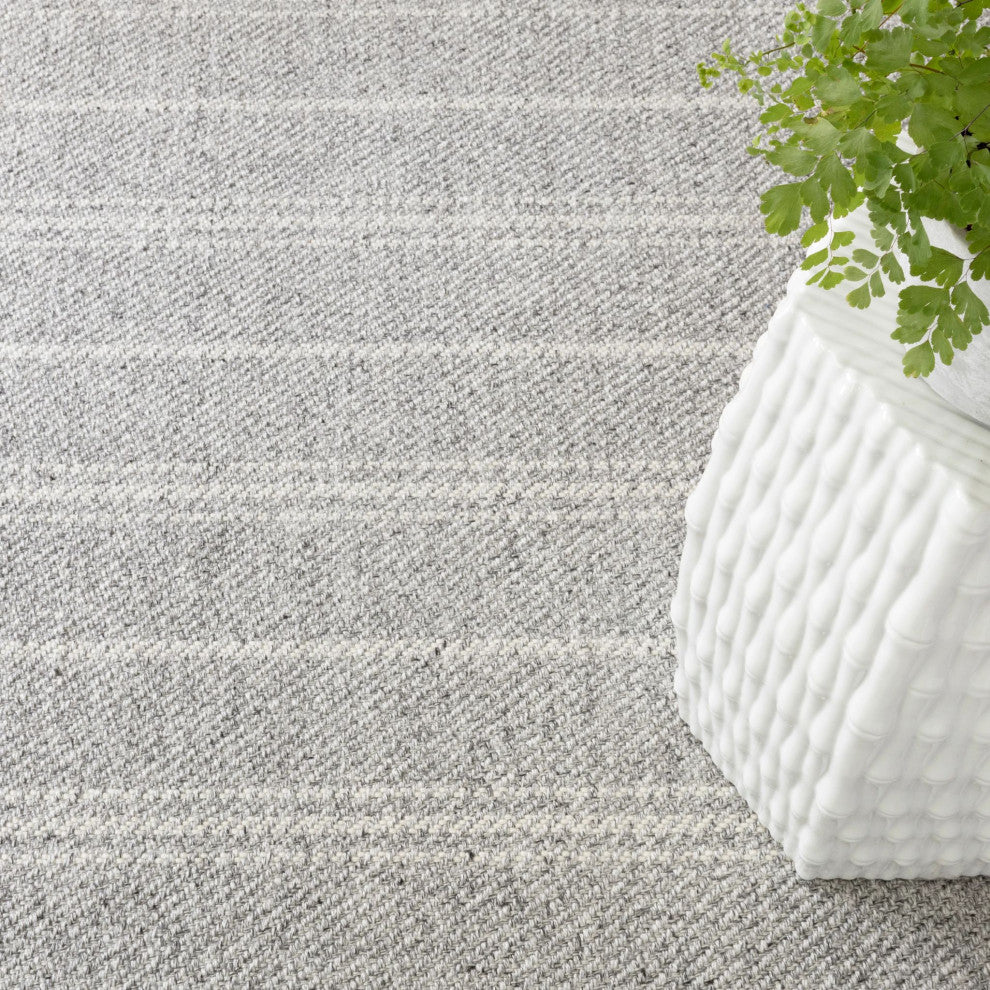 Dash & Albert Melange Stripe Grey/Ivory Handwoven Indoor/Outdoor Rug, 2' x 3'