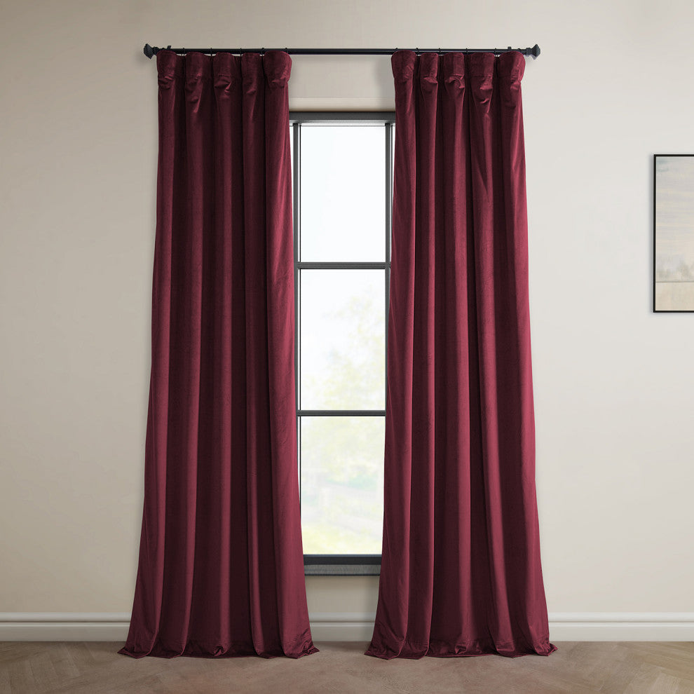 Heritage Plush Velvet Curtain Single Panel, Dark Merlot, 50"x96"