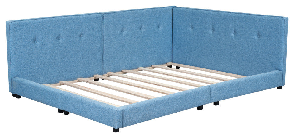Gewnee Upholstered Queen Size platform bed with USB Ports