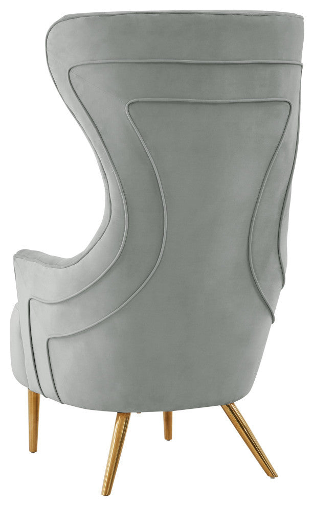TOV Furniture Jezebel Grey Velvet Wingback Chair