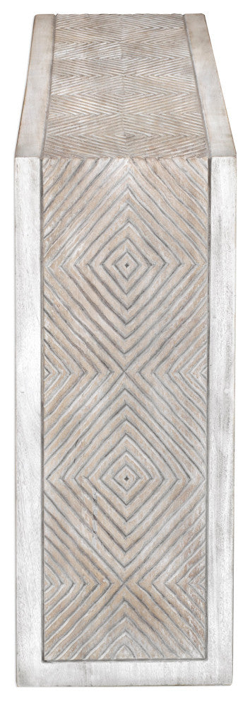Uttermost Genara Wood Accent Console Table in Bone White and Oatmeal
