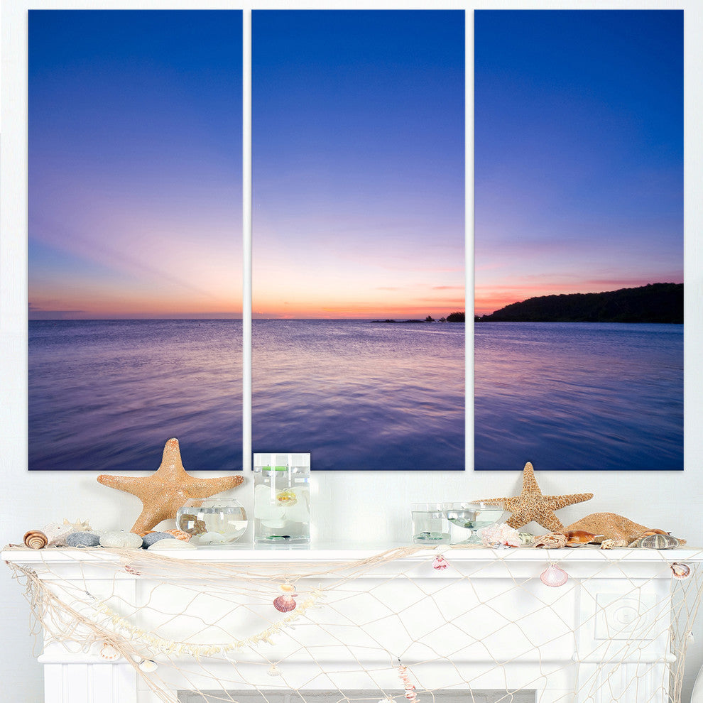 "Bright Blue Sky and Waters at Sunset" Metal Wall Art, 3 Panels, 36"x28"
