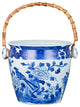Porcelain Bird Floral Wine Bucket With Bamboo Handle