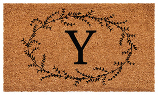 Calloway Mills Rustic Leaf Vine Monogrammed Doormat, 36"x72", Letter Y