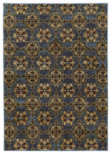 Adeline Floral Panel Traditional Area Rug, Blue, 7'10"x10'10"