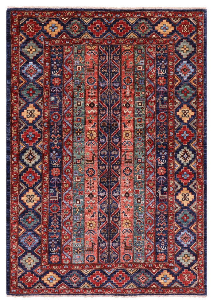 4' 2" X 5' 10" Hand Knotted Persian Gabbeh Shall Rug Q5155