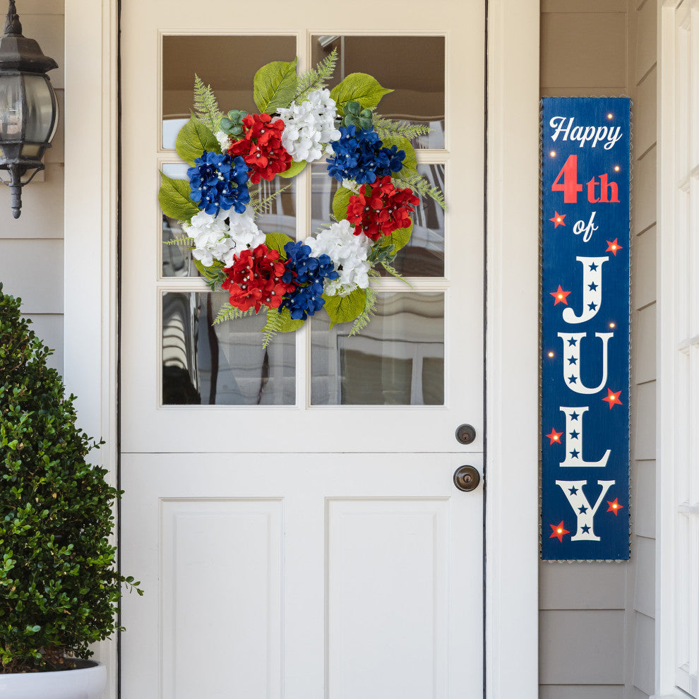 22"D Patriotic/Americana Hydrangea Wreath