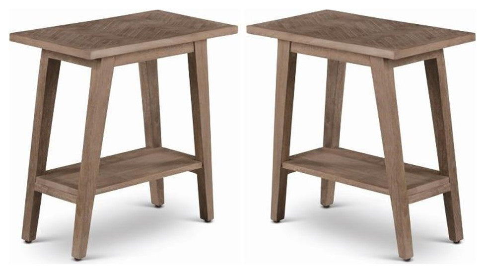 Home Square Wood Chairside End Table in Natural - Set of 2