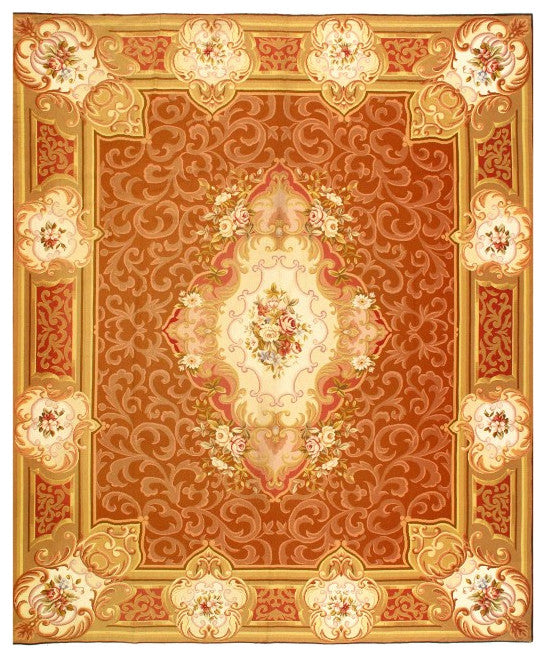 Light Brwon Fine Hand Knotted Abusson Rug 8' X 9'9''