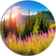 Mountains With Pink Flowers, Landscape Floral Round Wall Art, 36"