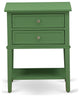 Wooden Nightstand, 2 Wooden Drawers, Clover Green Finish