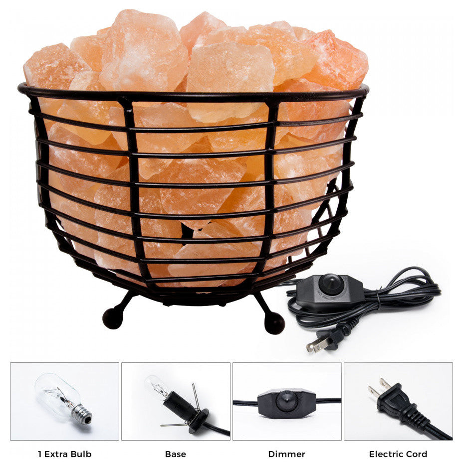 Himalayan Natural Salt Air Purifying Bowl Style Mesh Basket Lamp