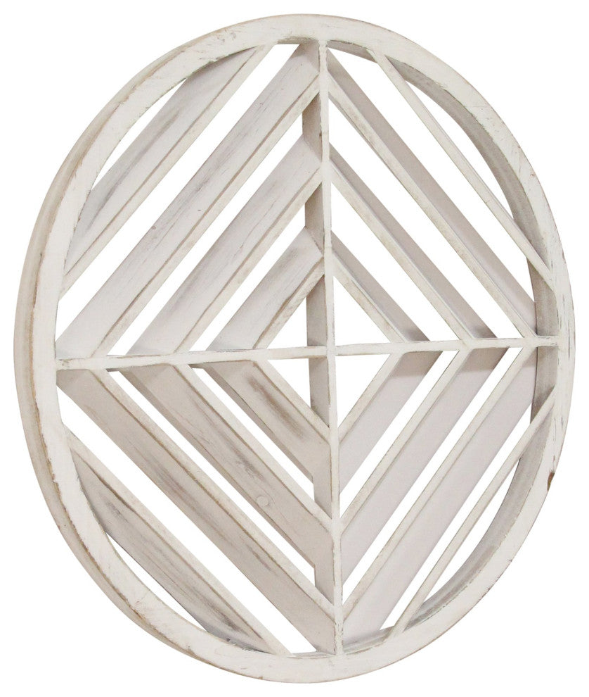 HomeRoots Modern Scandinavian Inspired White Wood Medallion Wall Decor