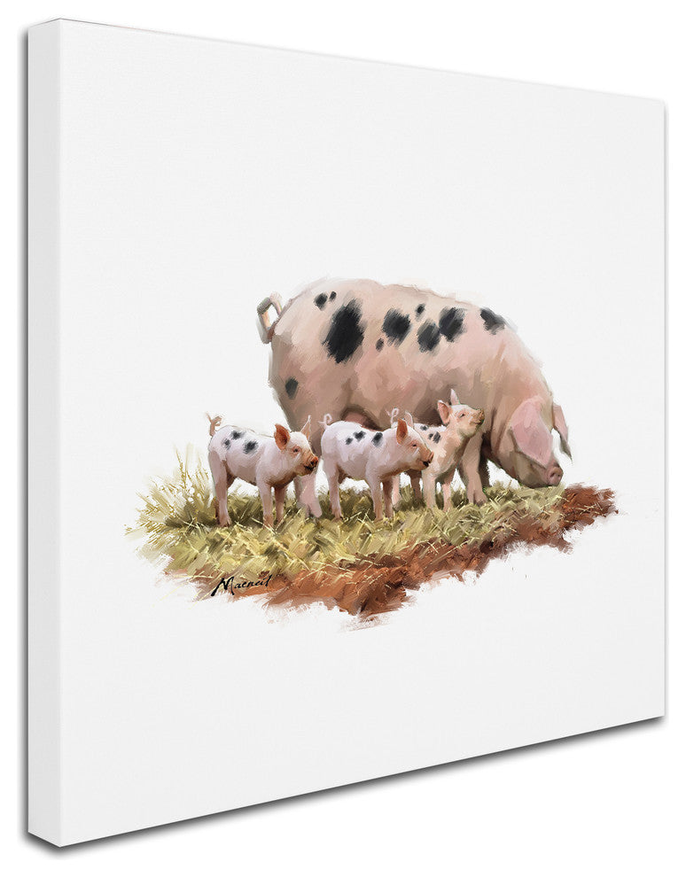 The Macneil Studio 'Pig With Piglets' Canvas Art, 14"x14"