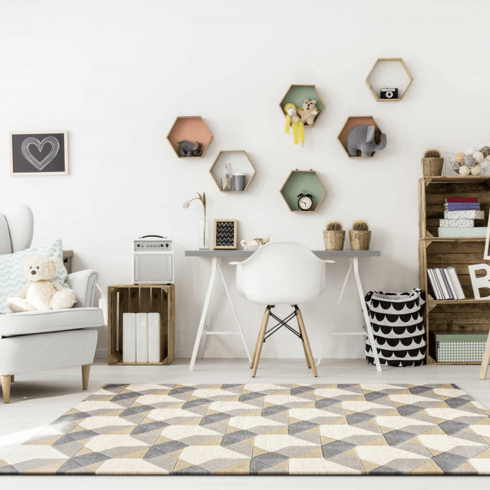 5' X 8'  Wool Ivory Or Grey Area Rug