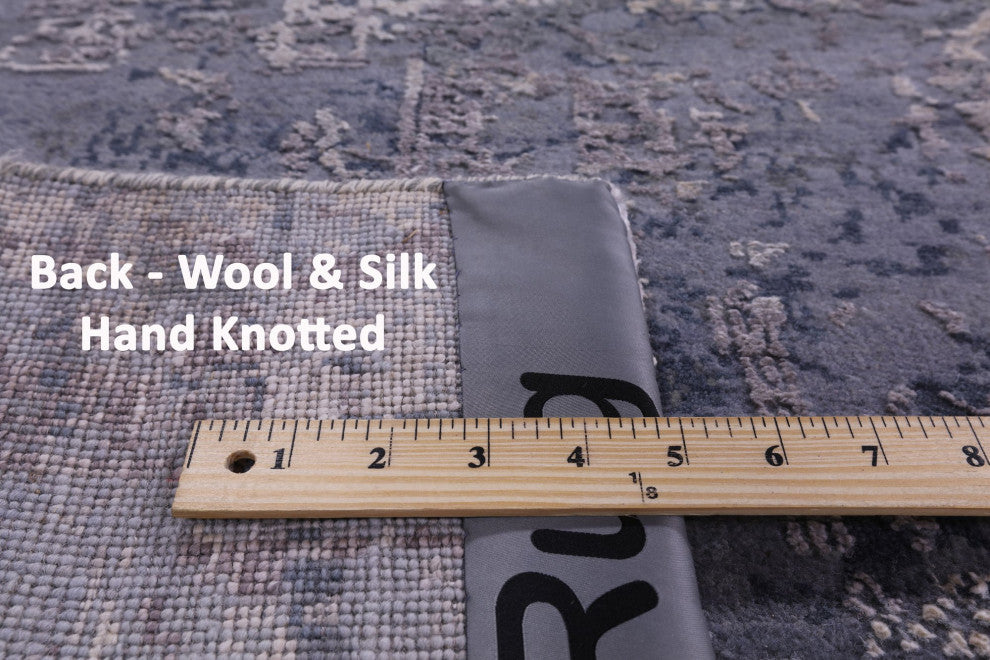 Wool and Silk Modern Hand-Knotted Rug 8' 11" X 12' 2" Q8649
