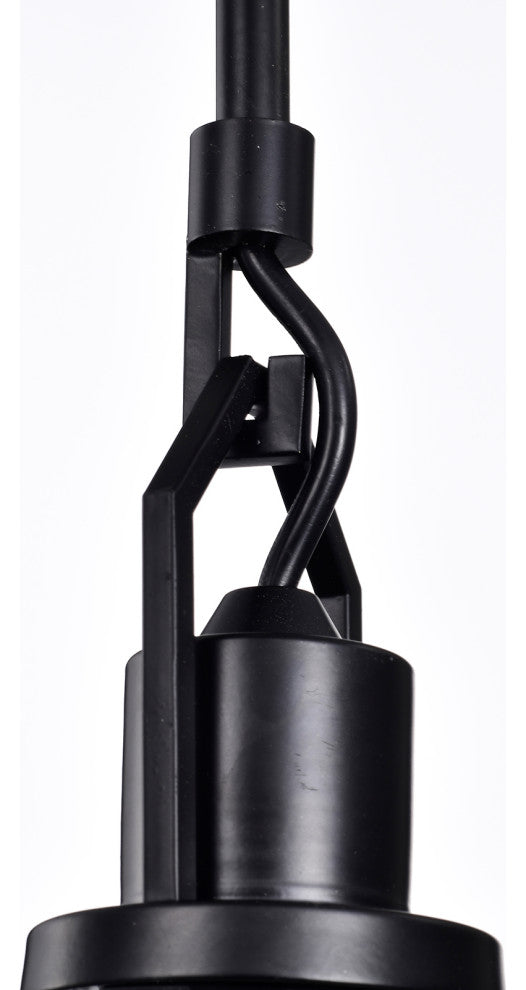 1-Light Matte Black 12 in. Pendant With Clear Cone Glass Shade