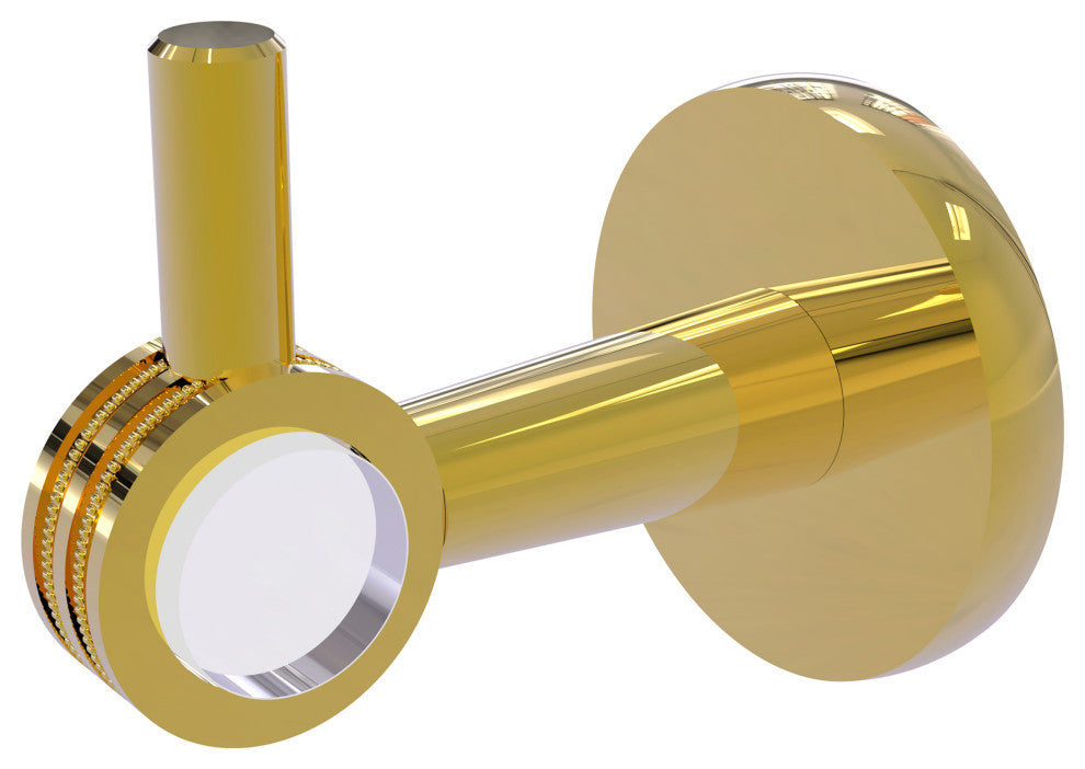 Clearview Robe Hook with Dotted Accents, Polished Brass