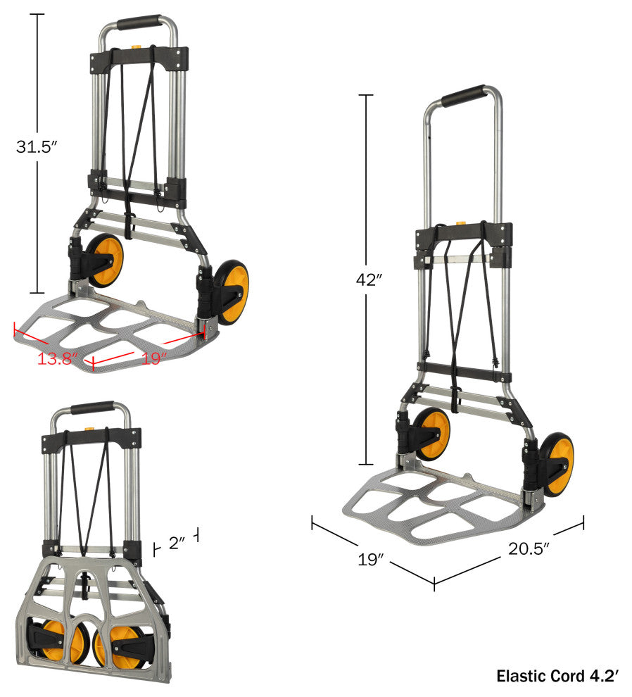 Dolly Cart With Collapsible Handle Folding Hand Truck With 330lb Capacity