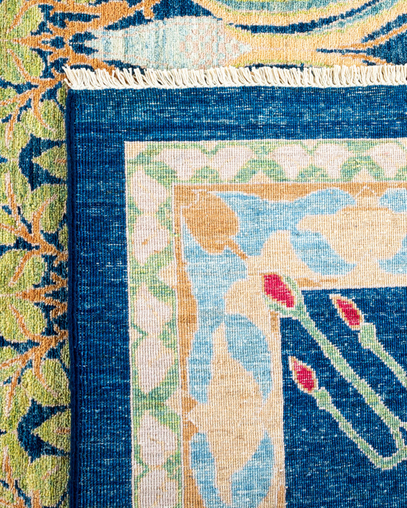 Arts and Crafts, One-of-a-Kind Handmade Area Rug Blue, 19'6"x11'6"