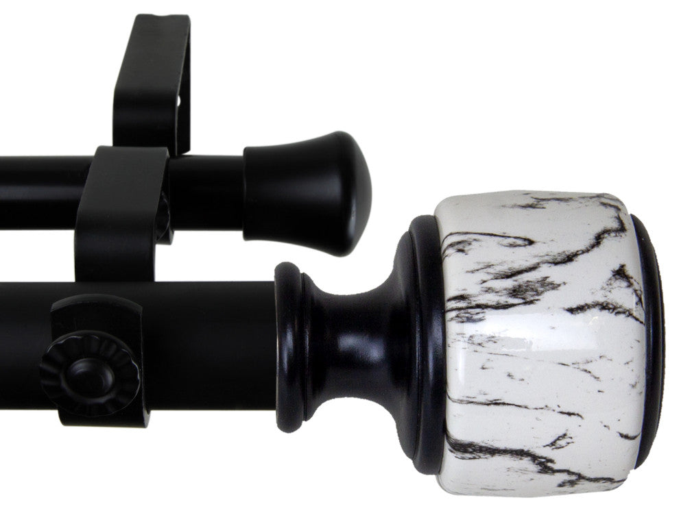 Kaylee 1" Diameter Double Curtain Rod, Black, 66-120"