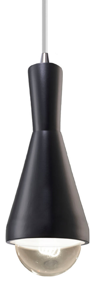 Erlen Pendant, Carbon Matte Black, Polished Chrome, White Cord, Integrated LED
