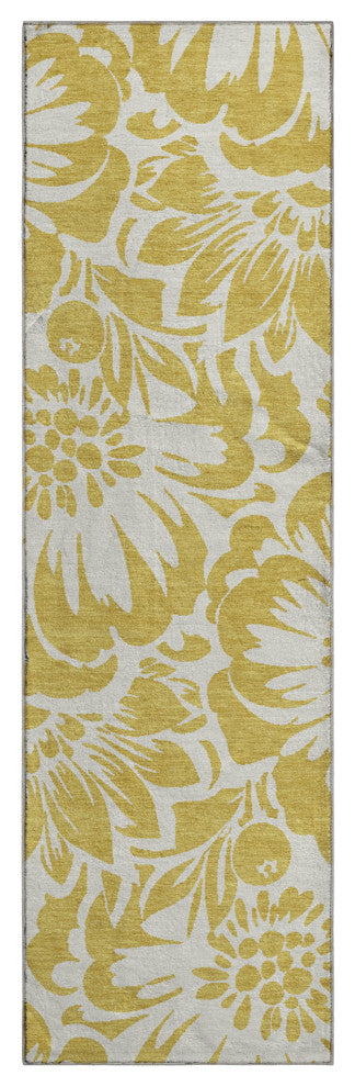 Premium Machine Washable Mayfield AMF551 Gold 2'3" x 7'6" Runner Rug