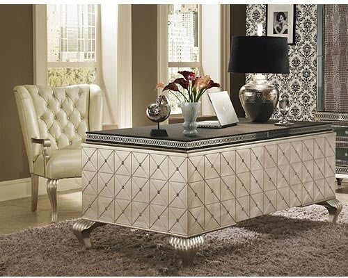 AICO Michael Amini Hollywood Swank Creamy Pearl Desk Chair