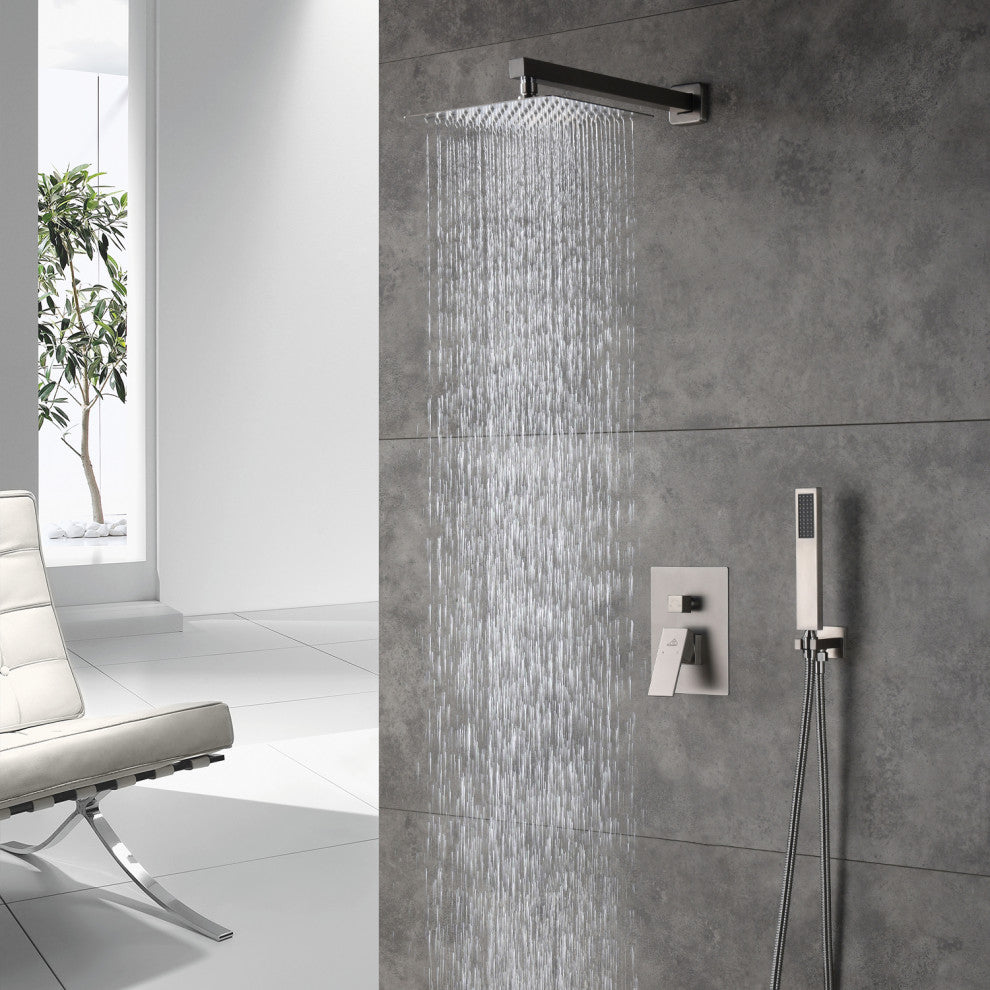 CASAINC 10 Inch Rain Shower Head with Handheld Spray Dual Head Shower System, Brushed Nickel