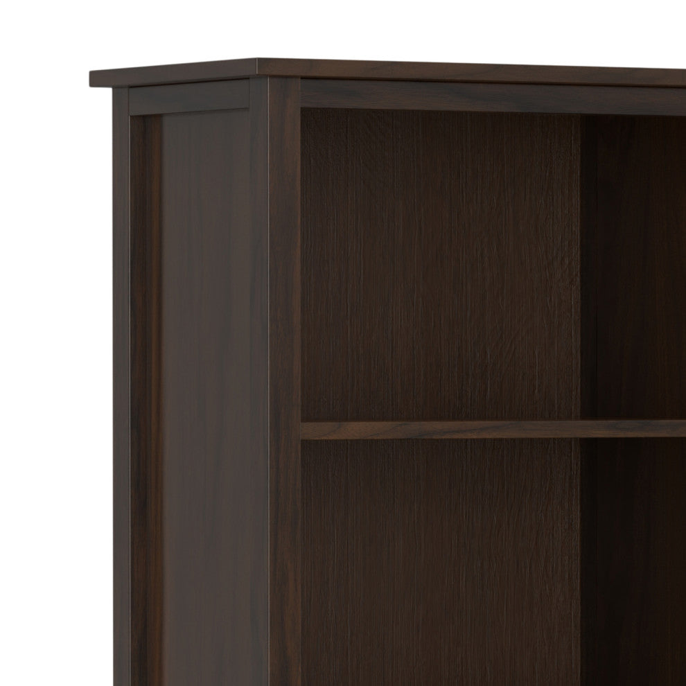 Warm Shaker Solid Wood 5 Shelf Bookcase, Tobacco Brown