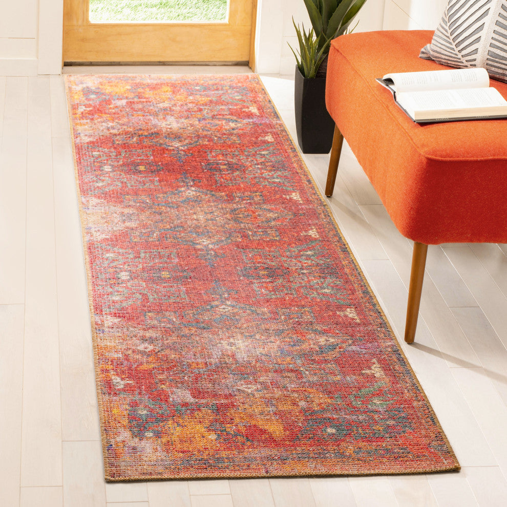 VER04 Vera Red Power Loomed Indoor Area Rug, Red, 2'6" X 9'