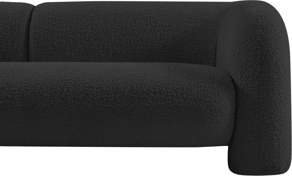 Emory Boucle Fabric Upholstered Upholstered Sofa, Black