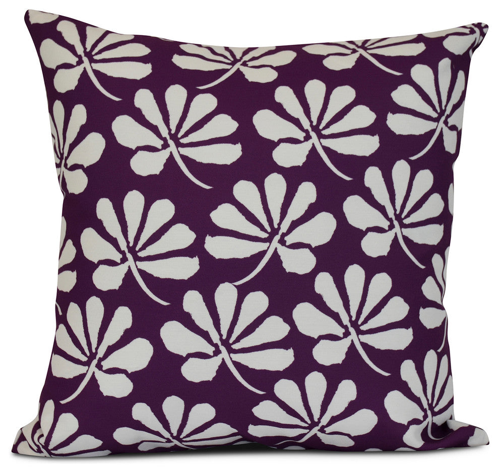 20x20", Floral Outdoor Pillow, Purple