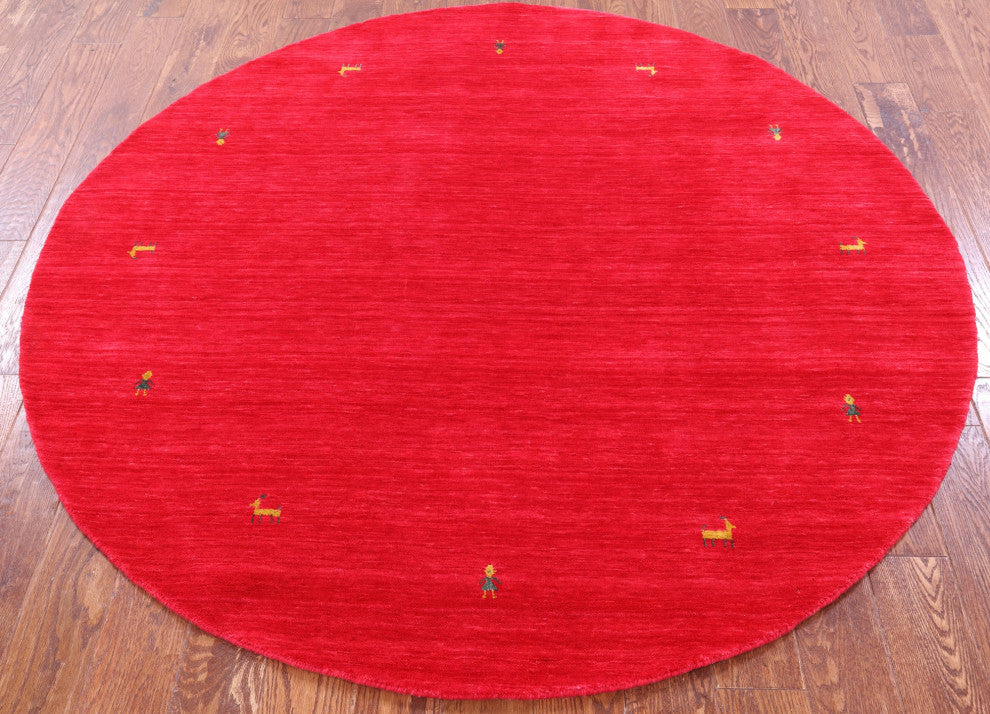 6' Round Persian Gabbeh Hand Knotted Rug - Q15018
