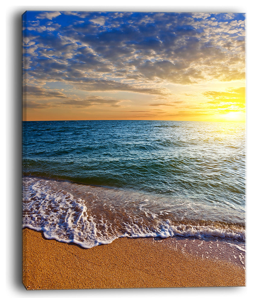 "Layers of Colors On Sunrise Beach" Seashore Canvas Wall Art, 12"x20"