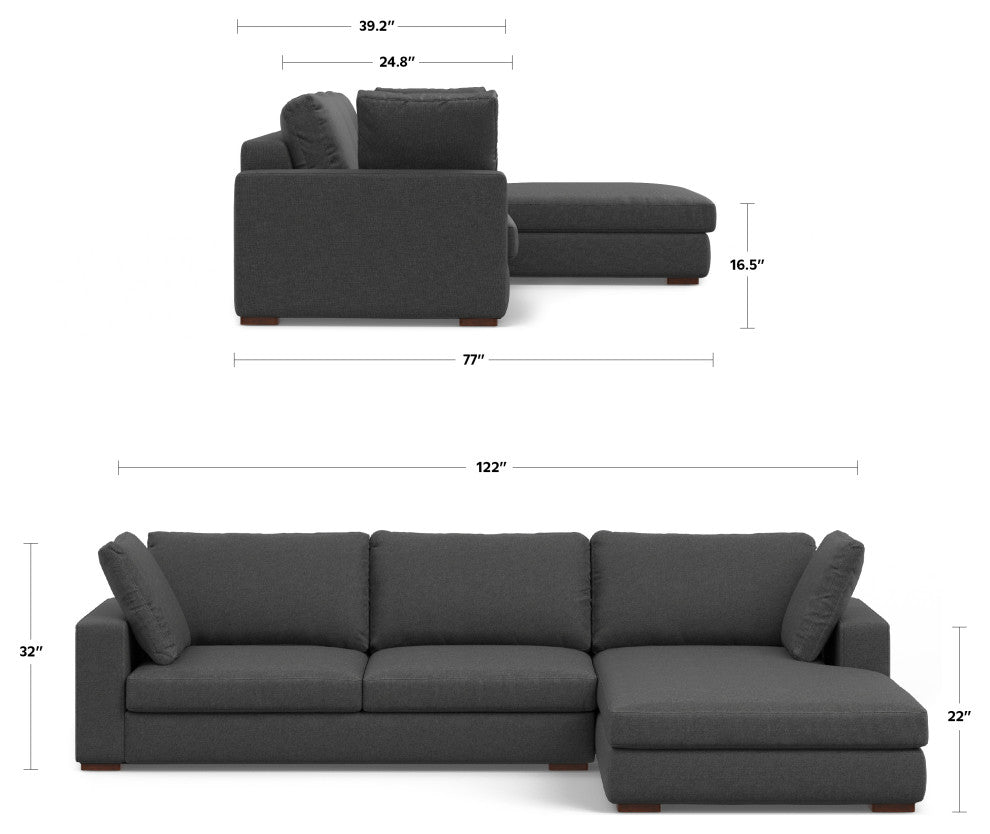 Charlie Right-Facing Sectional in Tightly Woven Performance Fabric