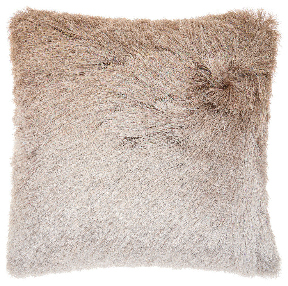 Mina Victory TR011 Throw Pillow, Beige/Silver, 20" x 20"